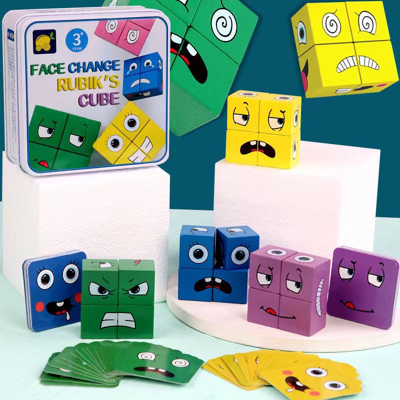 Face Changing Puzzle Toys Puzzle Building Cubes Jeu Emo-ji,FACE CHANGE RUBIK'  S CUBE Cube en Bois Jouets Puzzle D'expression Format - Cdiscount Auto