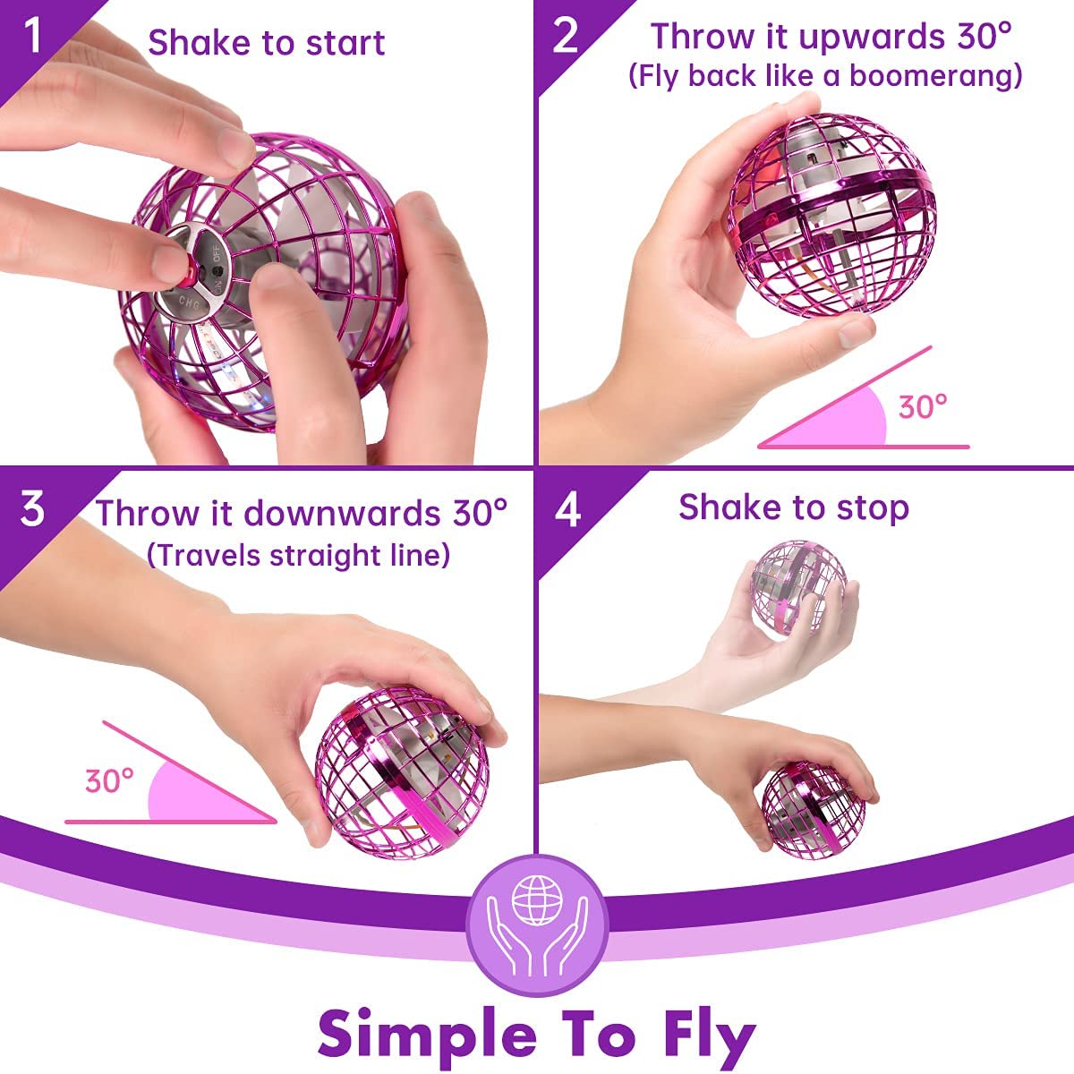 【Toys】Flynova Pro Flying Ball - Hand control - Safe for Kids Adult - Indoor and outdoor